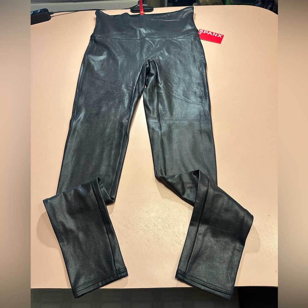 NWT SPANX Black Faux Leather Leggings